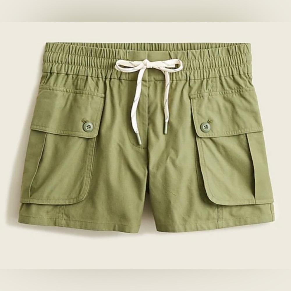 J. Crew Khaki Green Cotton Blend Pull-On Cargo Shorts Size Medium